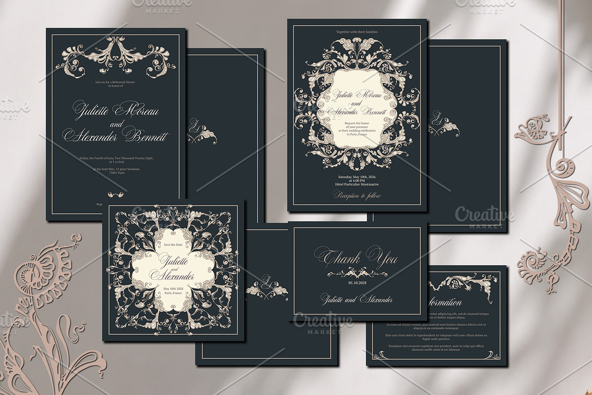 Elegant Baroque Wedding Stationery, an Invitation Template by ilustrinna (Photo 5 of 9)