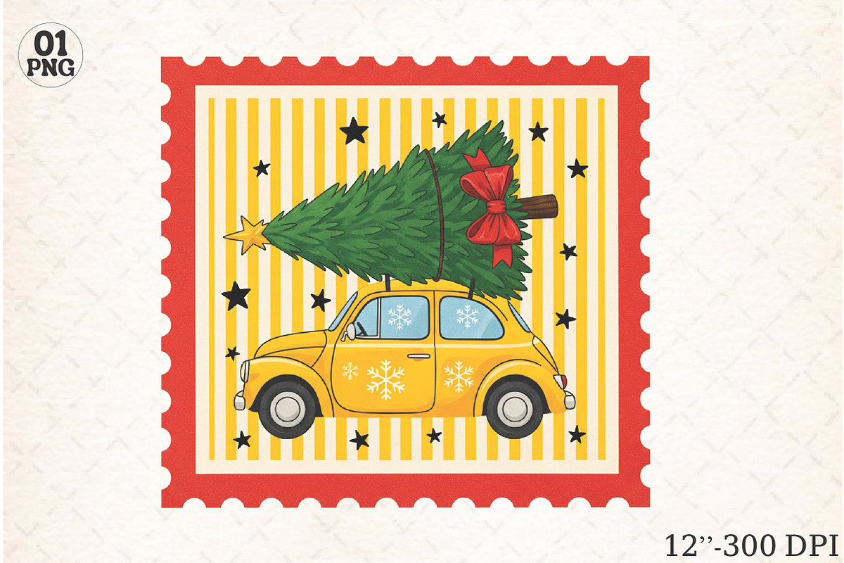 Christmas Tree Car Coquette Stamps P, an Illustration by Libby Wishes (Photo 1 of 5)