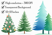 Watercolor Christmas Tree Clipart, an Illustration by Libby Wishes (Thumbnail 2 of 6)