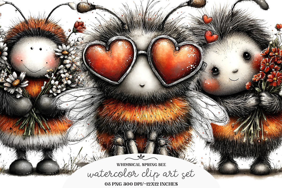 Whimsical Spring Bee Clipart, an Illustration by GatewayDesign (Photo 2 of 3)
