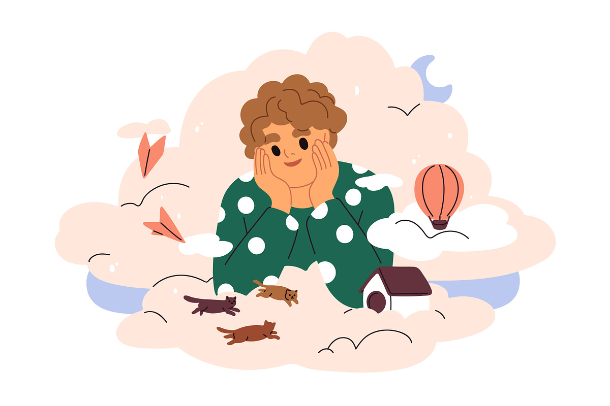 People dream with head in clouds set, a Person Illustration by Good Studio (Photo 3 of 8)