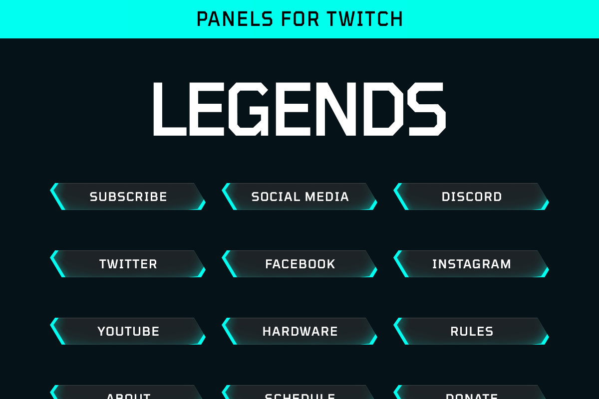 Legends Twitch Panels - 8 Colors, a Social Media Template by Gear Store (Photo 1 of 8)