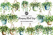 Watercolor Hanging Plant Vase PNG, an Illustration by SinaCreation (Thumbnail 1 of 7)