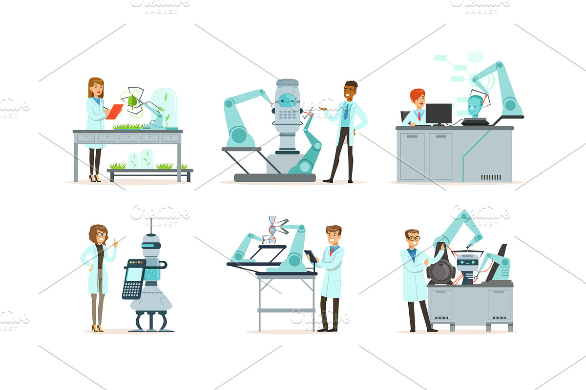 Scientists Working in Laboratory, an Illustration by TopVectors
