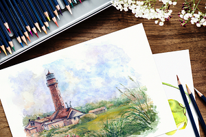 (A4) Artwork Sketch on Desk Mockup