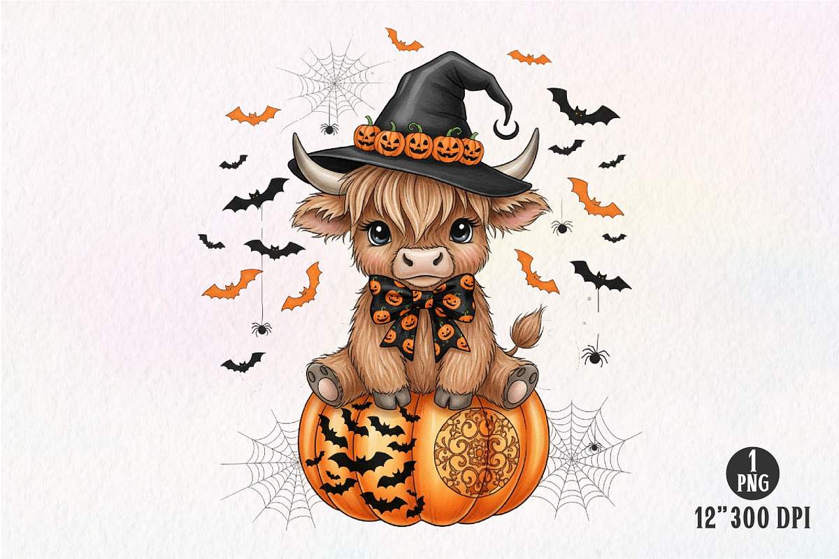Coquette Halloween Highland Cow Png, an Illustration by Dream Creation (Photo 1 of 5)