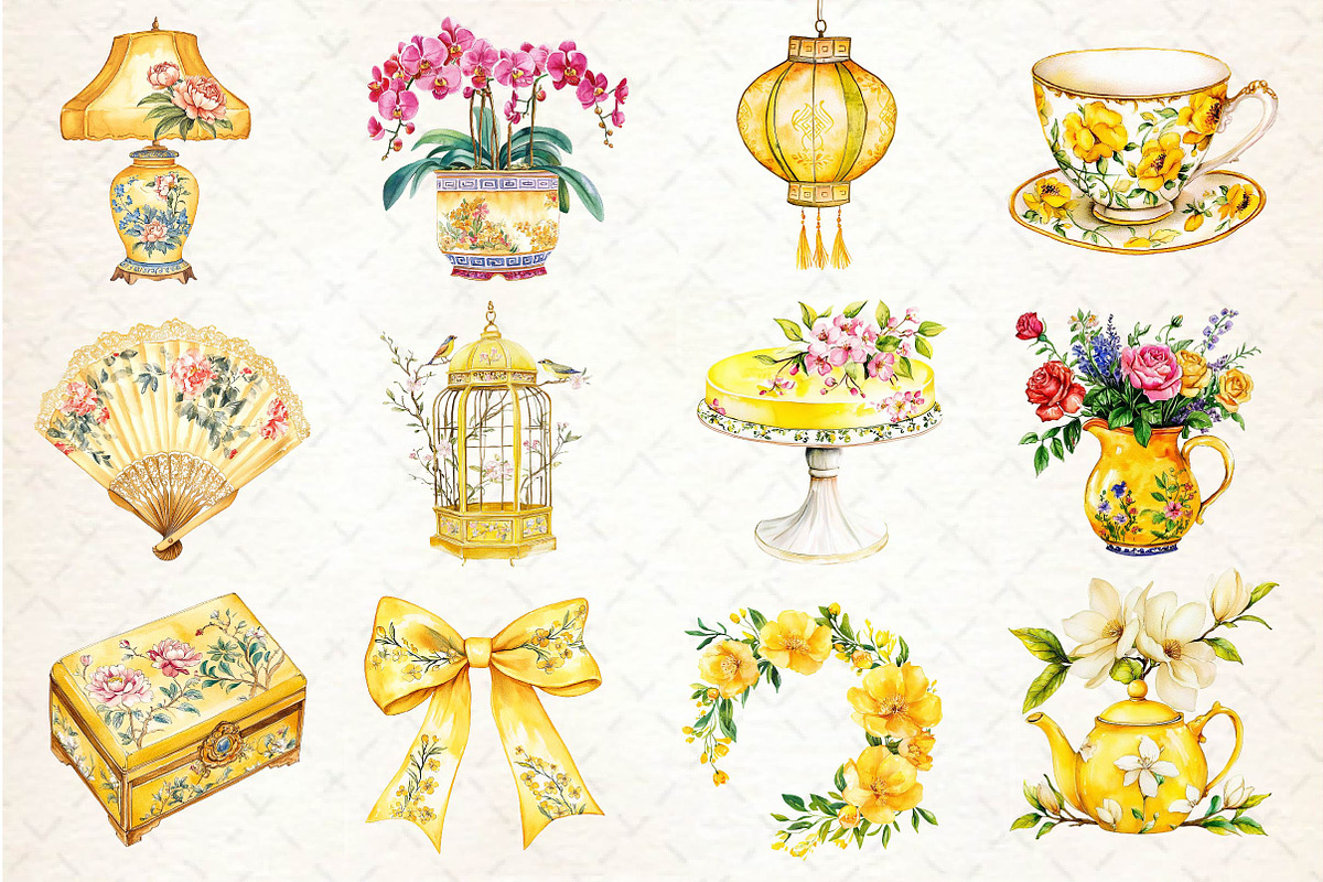 Yellow Chinoiserie Mothers Day, an Illustration by Dream Creation (Photo 2 of 4)