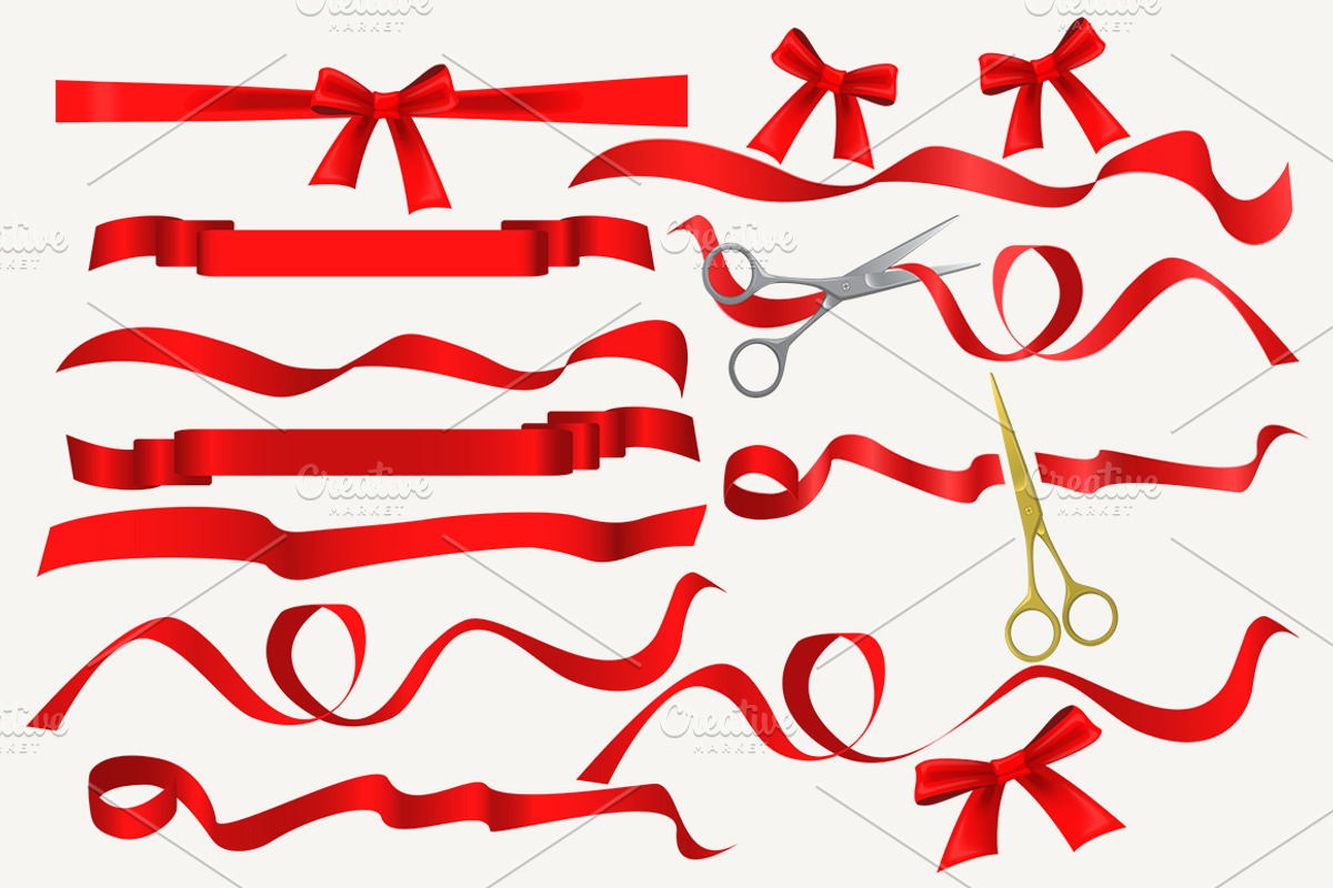 Red ribbon patterns collection., a Background Graphic by Lemberg Vector
