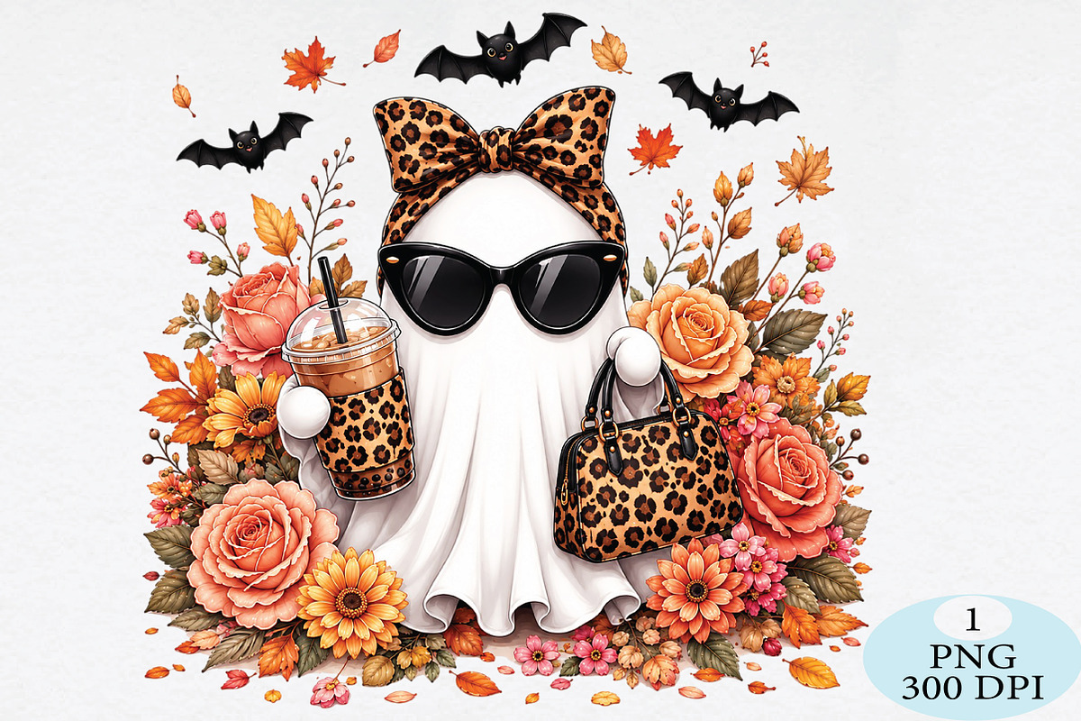 Chic Leopard Print Ghost PNG, a Seasonal Illustration by Daily.Designs (Photo 1 of 5)