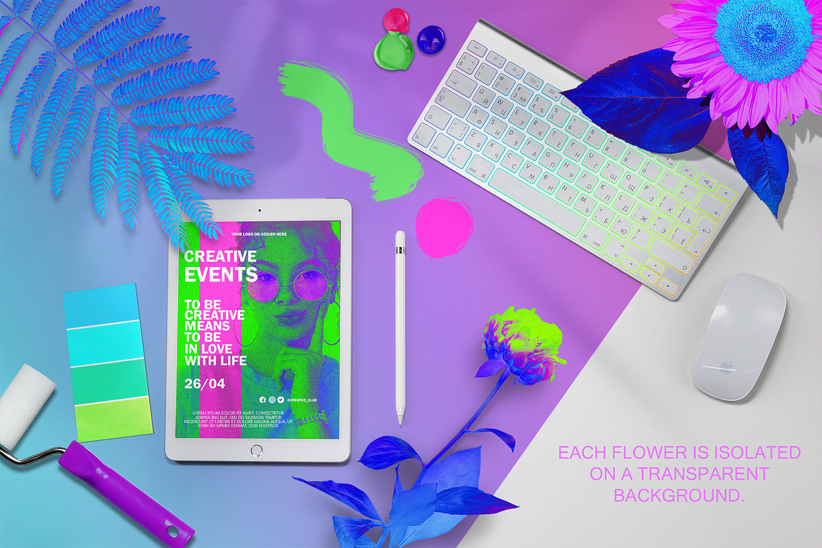 Acid Flowers Set, an Object Graphic by TiriCo (Photo 8 of 11)