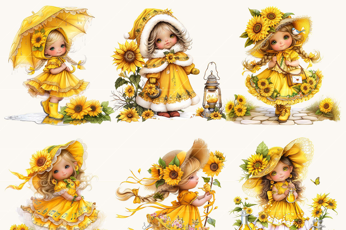 Cute Little Girl Gnome and Sunflower, a Person Illustration by Design Scotch (Photo 2 of 8)
