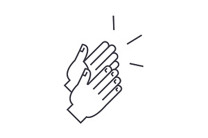 applause vector line icon, sign, illustration on background, editable strokes