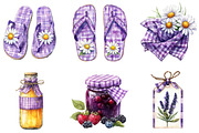 Purple Gingham Summer Clipart, an Illustration by DreamArtGraphic (Thumbnail 2 of 4)