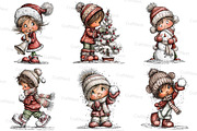 Vintage Kids  Christmas Clipart, an Illustration by Craft Nest (Thumbnail 3 of 7)