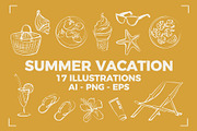 SUMMER VACATION VECTOR SET, a Seasonal Illustration by Bonfloret Studio (Thumbnail 1 of 7)