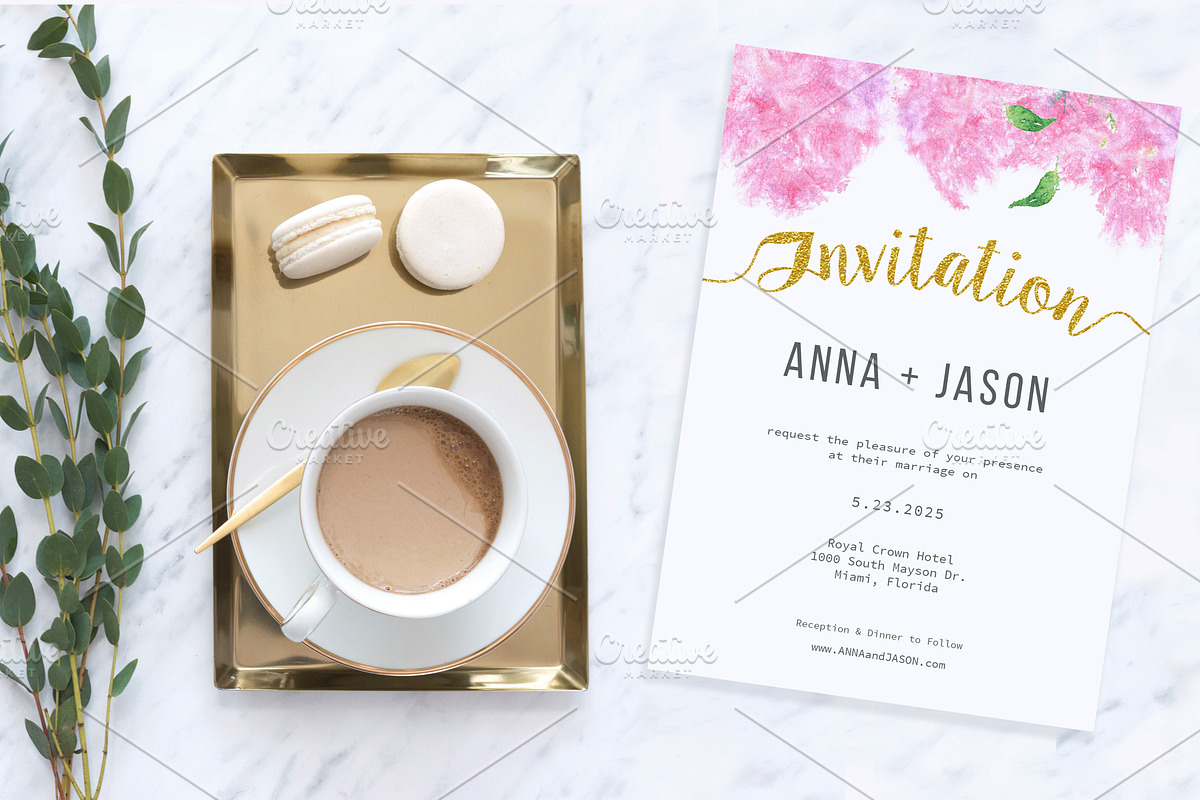 Pink Lilac Watercolor Wedding Invite, an Invitation Template by Love Design (Photo 2 of 7)