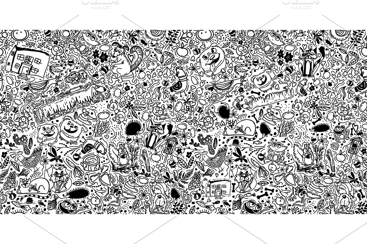 Seamless pattern of cute line, an Animal Illustration by Nenahliadava Design