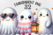 Watercolor Quirky Ghost Clipart, a Seasonal Illustration by Rose Art (Thumbnail 1 of 4)