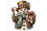 Snowman With Gift Clipart PNG, an Illustration by Memories By Lea (Thumbnail 7 of 17)