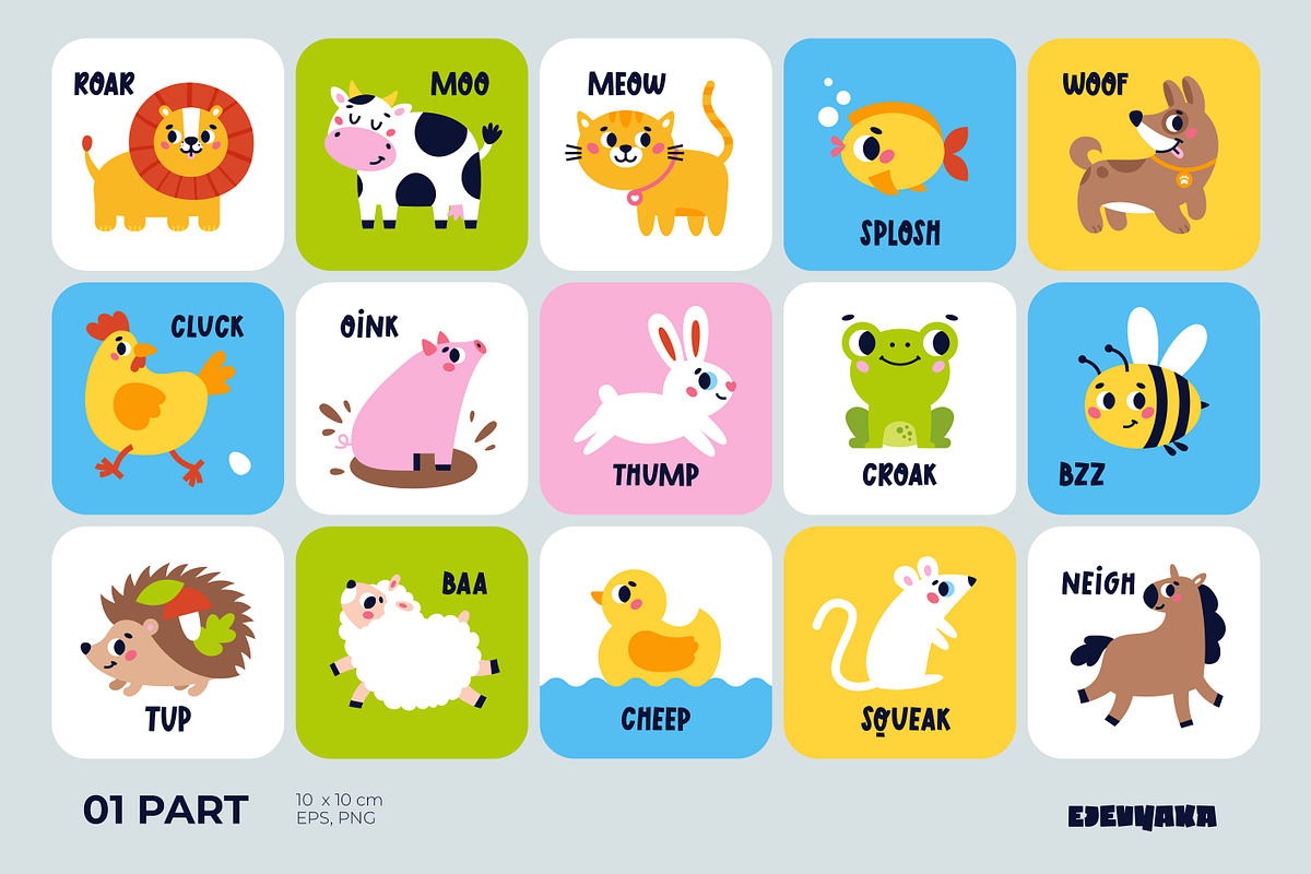 Baby Sounds Printable Flashcards, a Card Template by Ejevyaka (Photo 2 of 5)