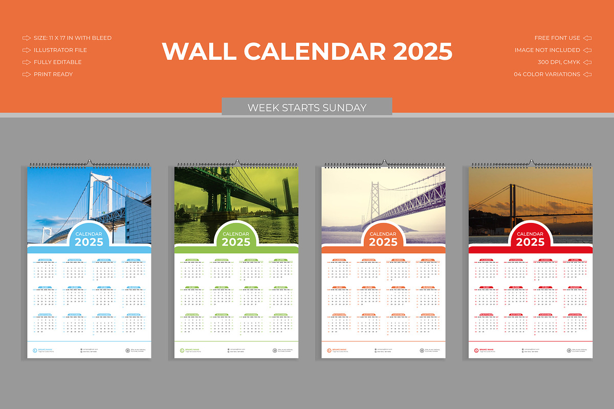 Wall Calendar 2025, a Stationery Template by Lakhan1998 (Photo 2 of 4)