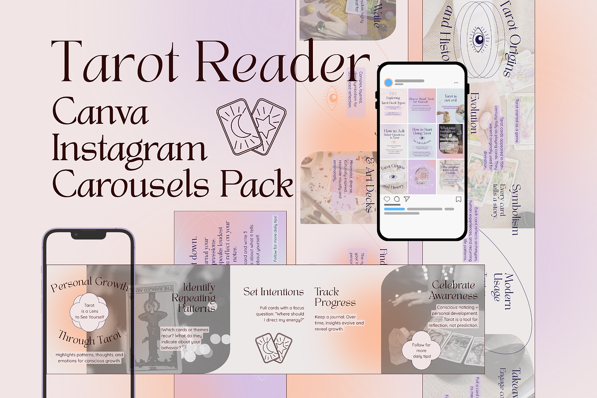 Tarot Reader Instagram Carousal Pack, a Social Media Template by Mochi Atelier (Photo 1 of 10)