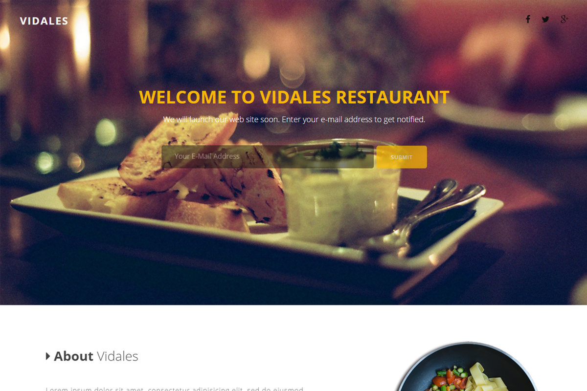 Vidales - Restaurant Landing Page, a Bootstrap Template by Studio Ember