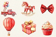 Red Kids Birthday Clipart, an Illustration by OK Design (Thumbnail 4 of 5)