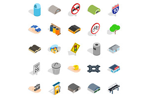 Urban Buildings Icons Set, Isometric