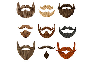 Male Beard And Hair Style Set