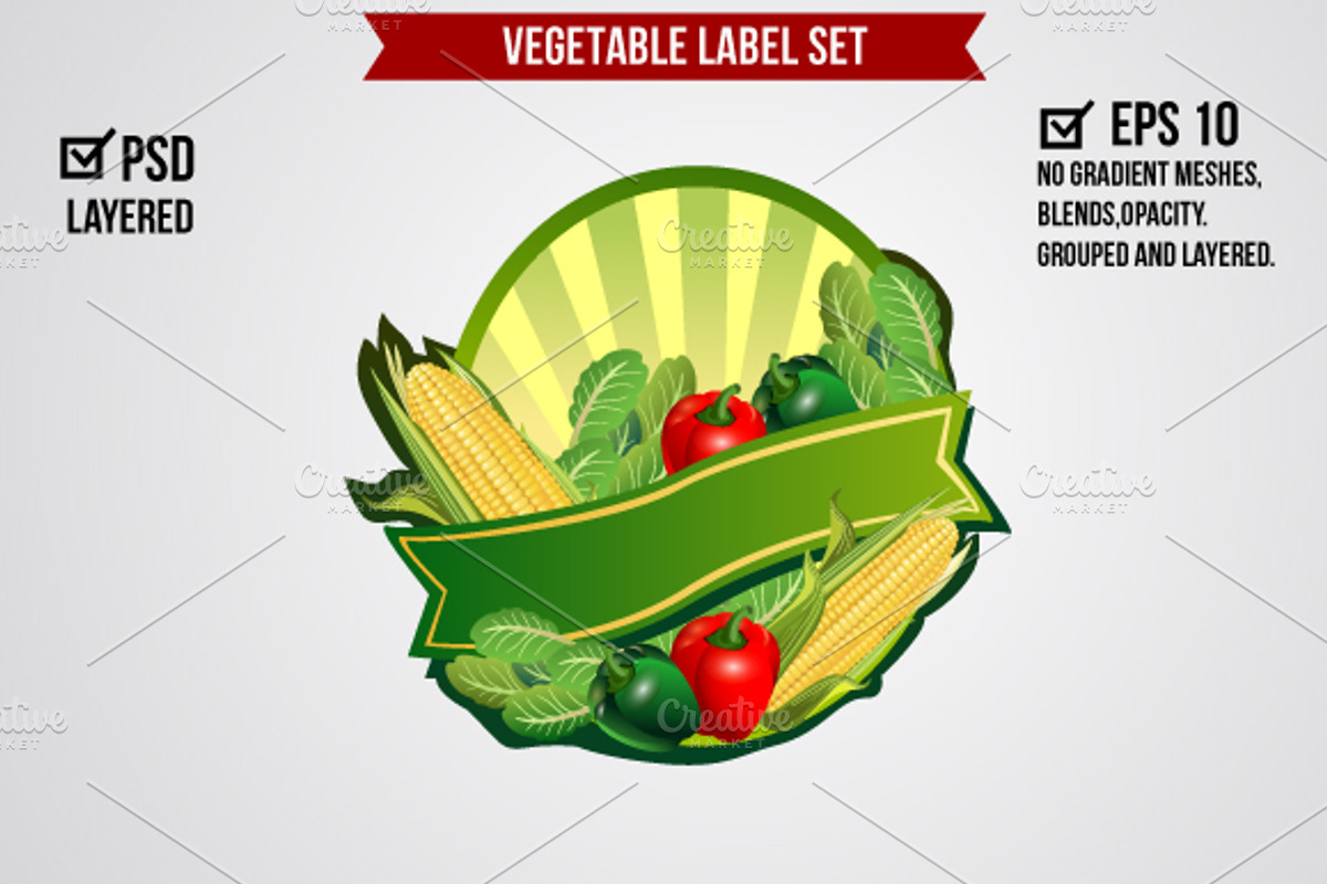 Vegetable Label Set, a Graphic by Propylparaben (Photo 4 of 6)