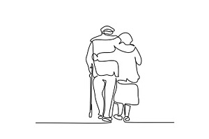 Happy Elderly Couple Hugging