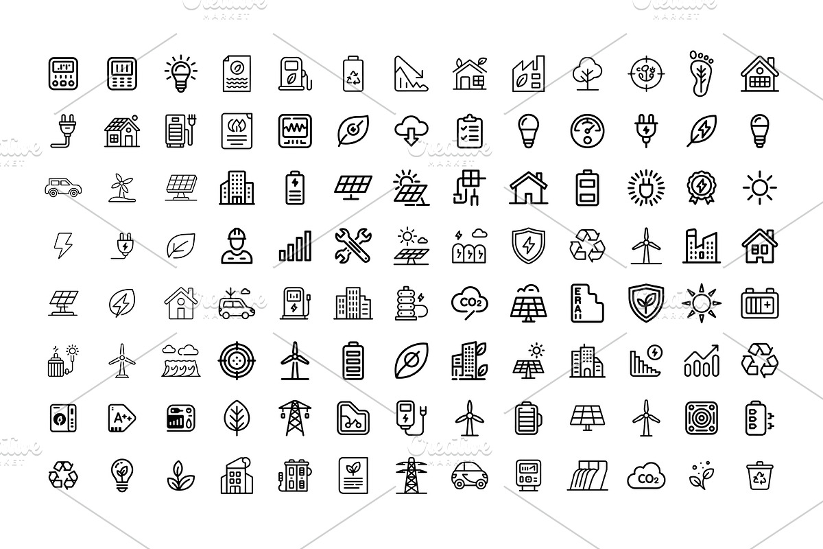 Energy & Sustainability Line Icons, an Outline Icon by gstudiovect21 (Photo 5 of 5)