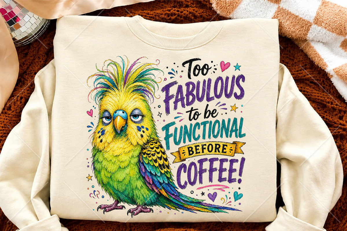 Too Fabulous Funny Parakeet Coffee, a Seasonal Illustration by Canvas Craft (Photo 4 of 6)