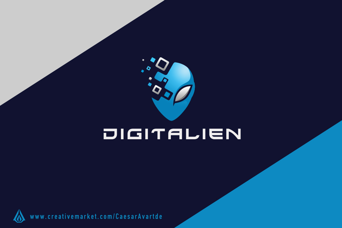 Digital Alien Logo Template 2, a Branding & Logo Template by Avartde Creative (Photo 1 of 2)