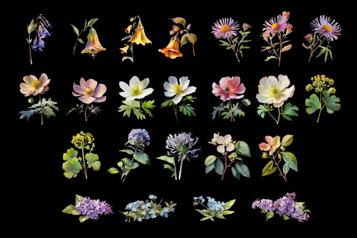 100 Floral Watercolor Illustrations, an Object Graphic by Nocturnal Wolf (Photo 12 of 13)