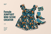 Female Jumpsuit Mini Scene Creator, an Apparel Mockup by Designertale (Thumbnail 1 of 6)