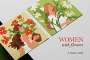 Women with flowers. Floral cards, a Person Illustration by Good Studio (Thumbnail 1 of 4)