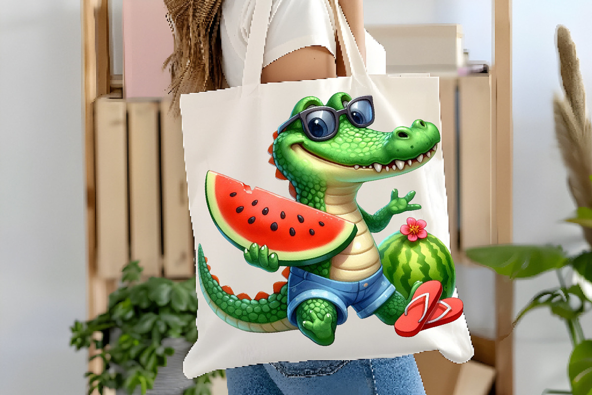 Summer Crocodile Character Clipart, an Illustration by Watercolor design (Photo 5 of 5)