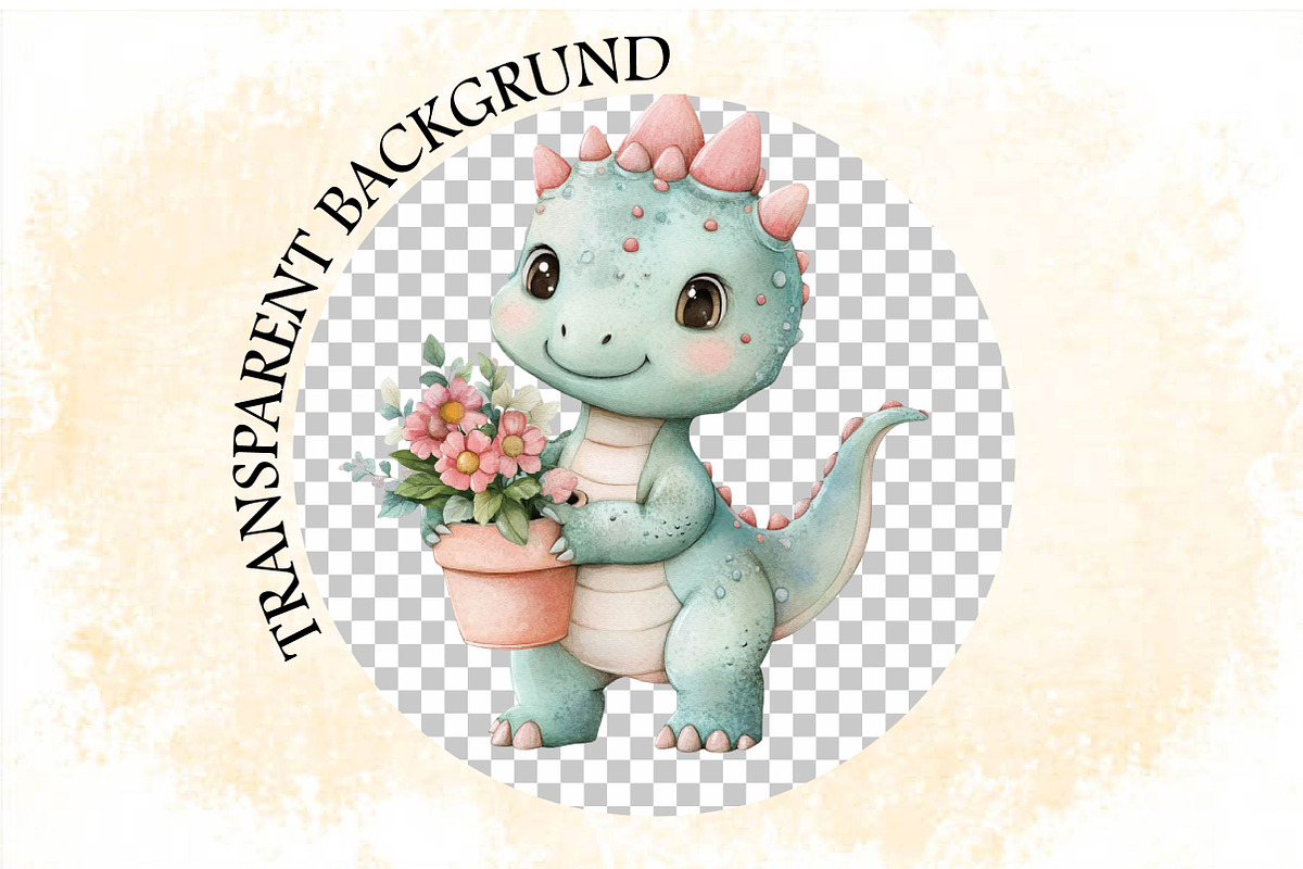 Watercolor Baby Dino Clipart Bundle., an Illustration by SVGArt (Photo 9 of 9)