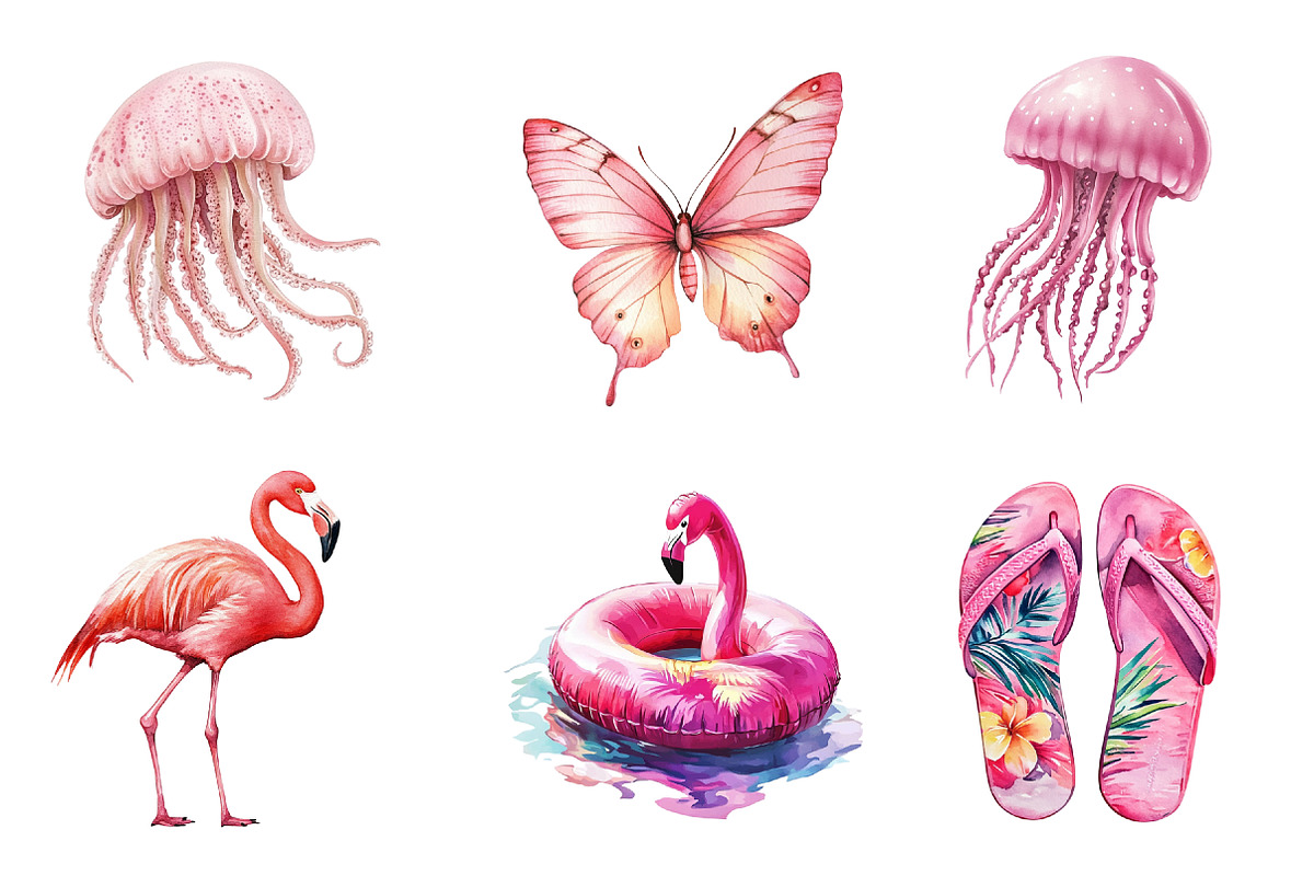 Pink Summer Sublimation Clipart, an Illustration by SinaCreation (Photo 4 of 5)