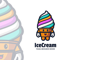 Ice Cream Mascot Cartoon Logo., a Branding & Logo Template by ModalTampang
