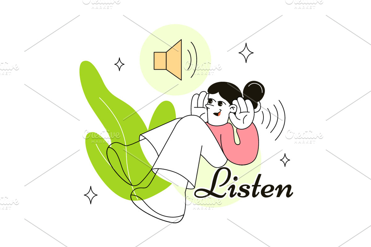 6 Listen Vector Illustration, a Person Illustration by denayunebgt (Photo 3 of 3)