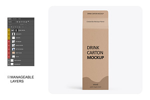 Kraft Paper Drink Carton Mockup