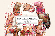 LOVELY VALENTINE CAPYBARA CLIPART, an Animal Illustration by Daring Digies (Thumbnail 1 of 7)