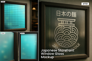 Japan Store Window Glass Mockup Sets