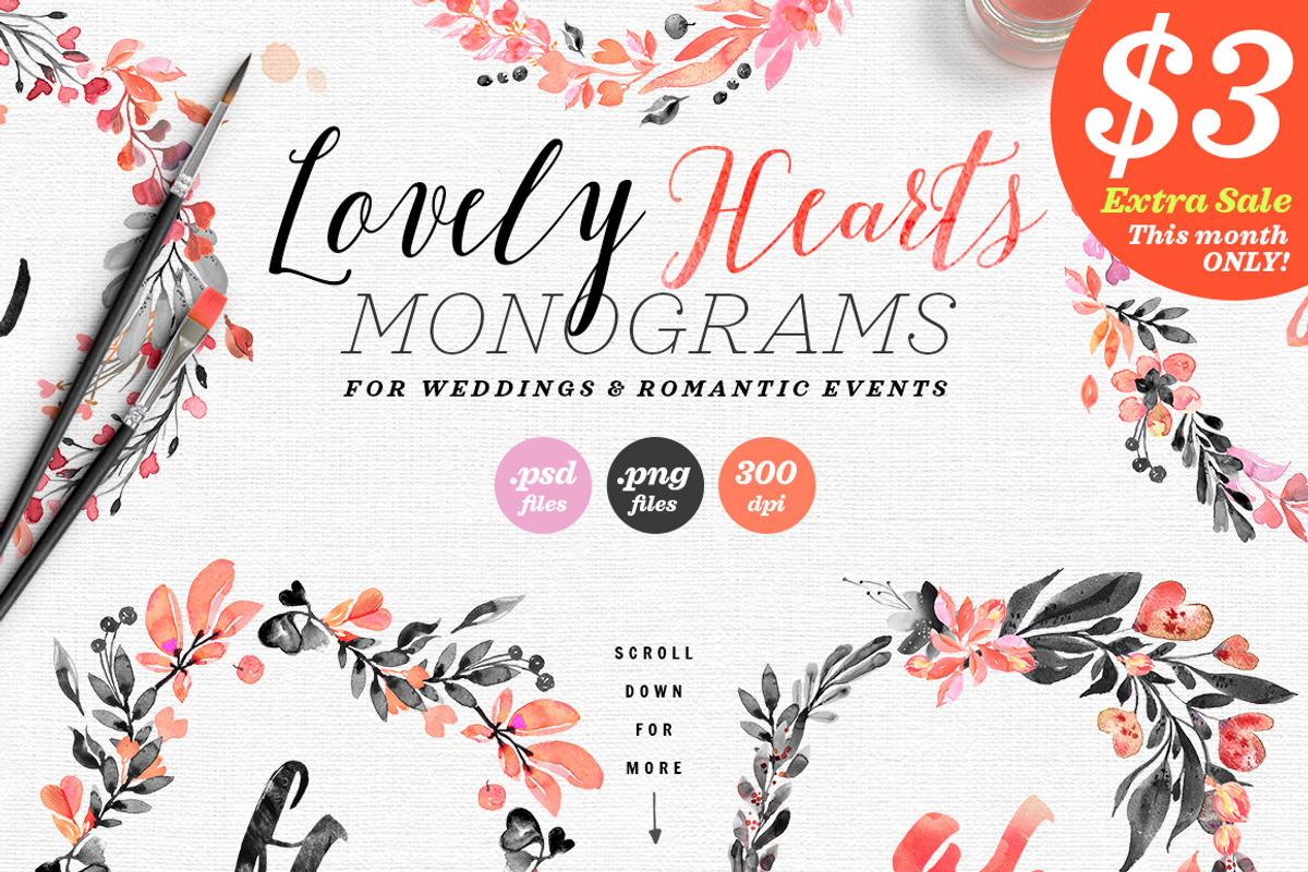 Lovely Hearts Monograms IV, a Decorative Illustration by The Wedding Shop (Photo 1 of 6)