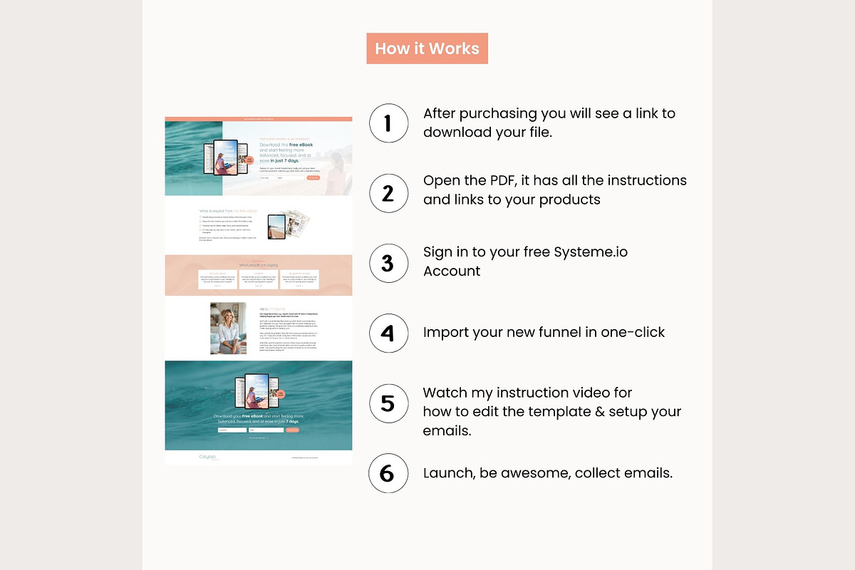 Systeme.io Calypso Peach Lead Funnel, a Landing Page Template by Hayley's Digital Hub (Photo 8 of 9)