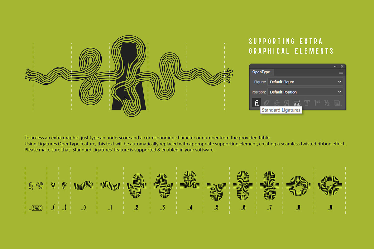 Twisted Ribbon — Creative Font, a Symbol Font by Gleb Guralnyk (Photo 5 of 8)
