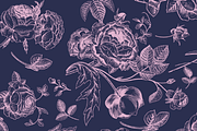 navy and pink floral wedding invites, an Invitation Template by Salty Lunch (Thumbnail 1 of 2)